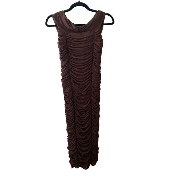 Majorelle Tabitha Brown Ruched Shirred midi dress revolve Sz S NWT - Picture 7 of 12